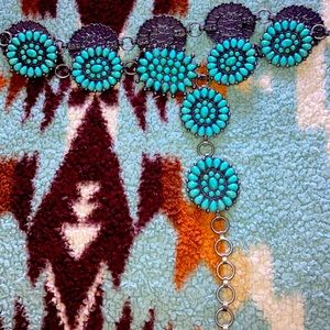 Turquoise squash belt - adjustable - one size (not real turquoise or silver!!)